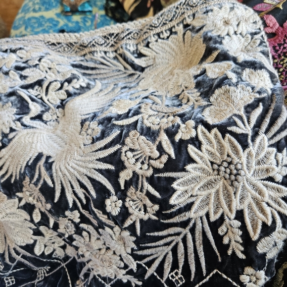 JOHNNY WAS GREY VELVET BAG TOTE - Picture 1 of 12